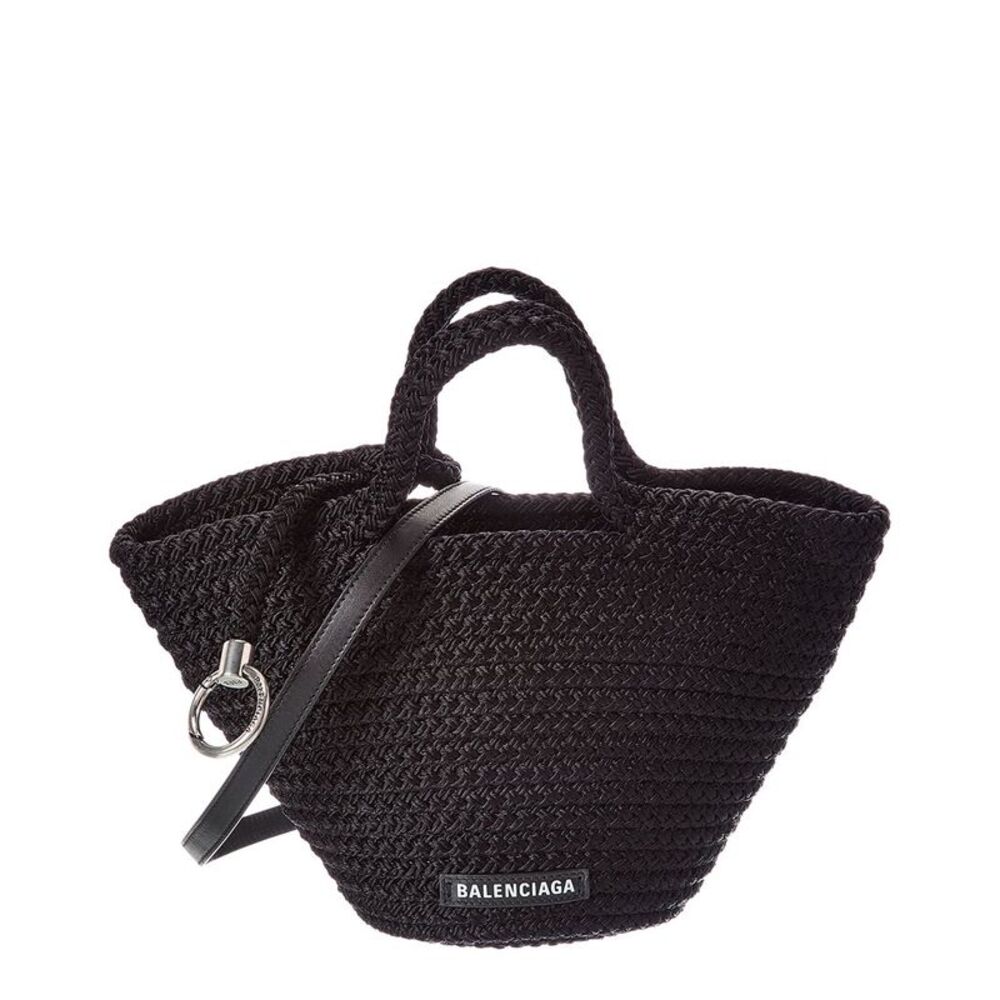 Balenciaga Ibiza Small Rope Basket Tote, Black
